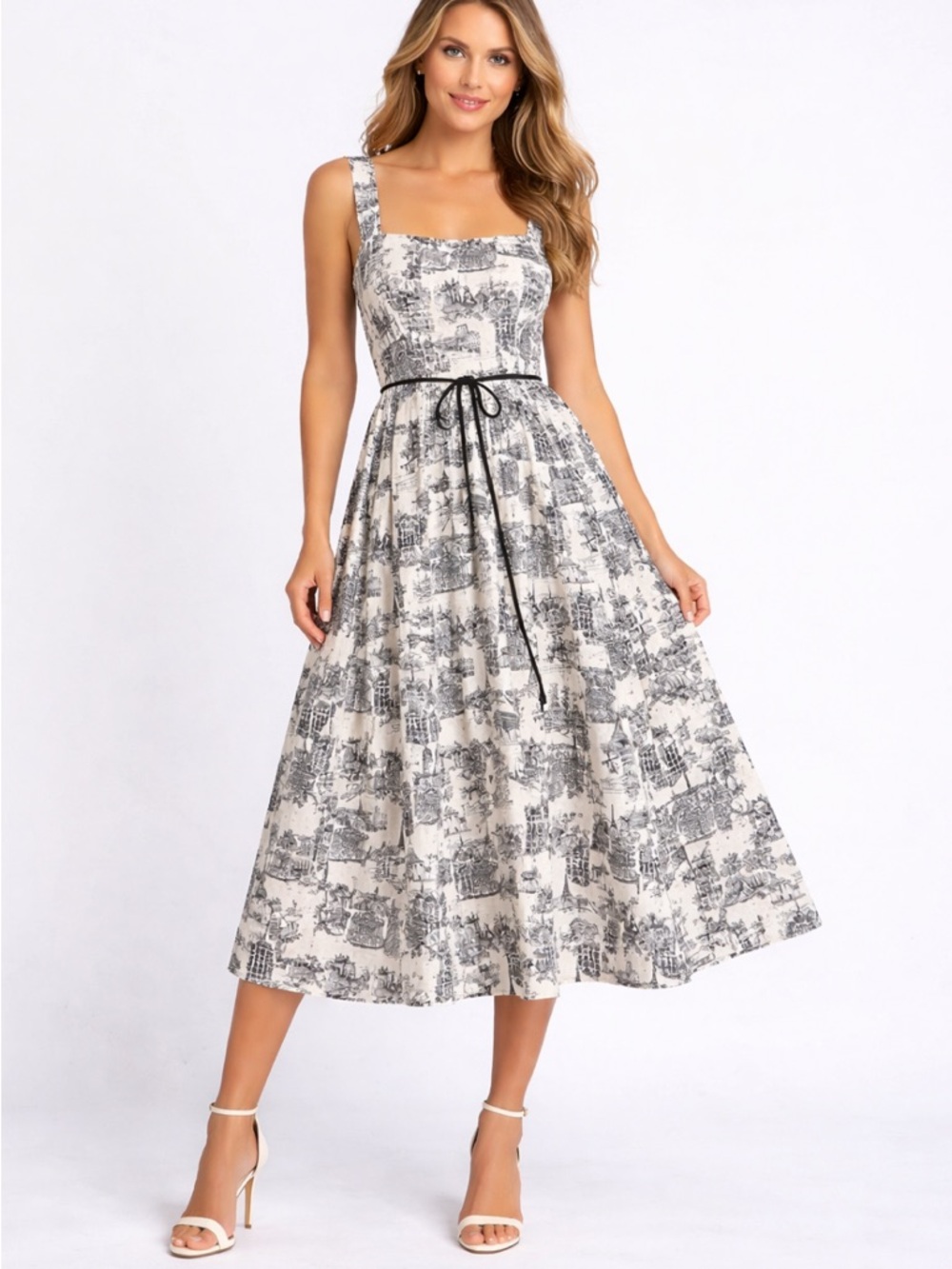 New Karl Lagerfeld Black and White Toile Maxi Dress size 14